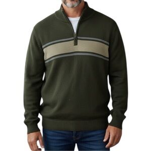 Oscar De La Renta Olive Green Men’s 1/4 Zip Sweater